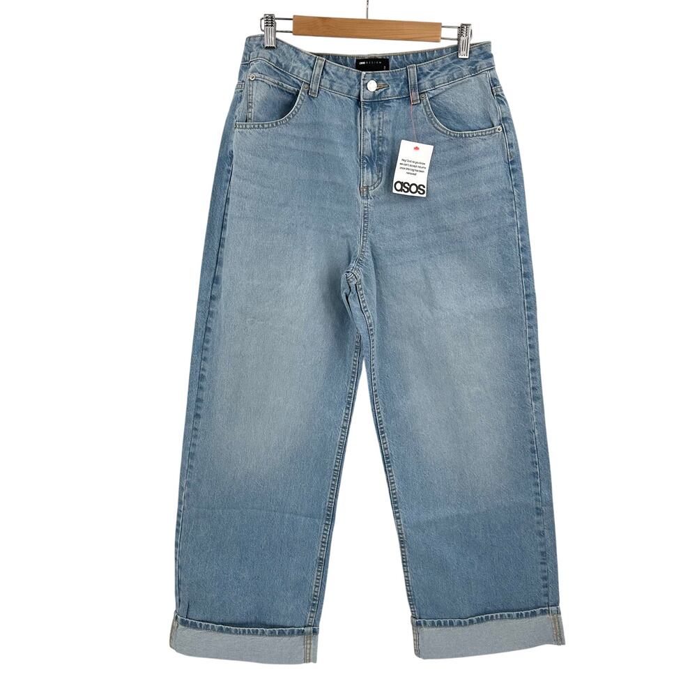 ASOS Design Loose Jean with Deep Turn Up Cuff in pale wash Size 30